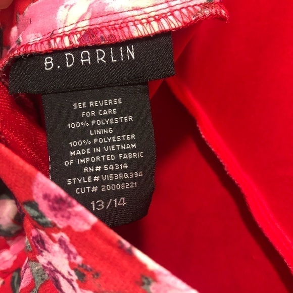 B Darlin Floral Open Back Bell Sleeve Mini Dress 13/14 - Picture 11 of 11